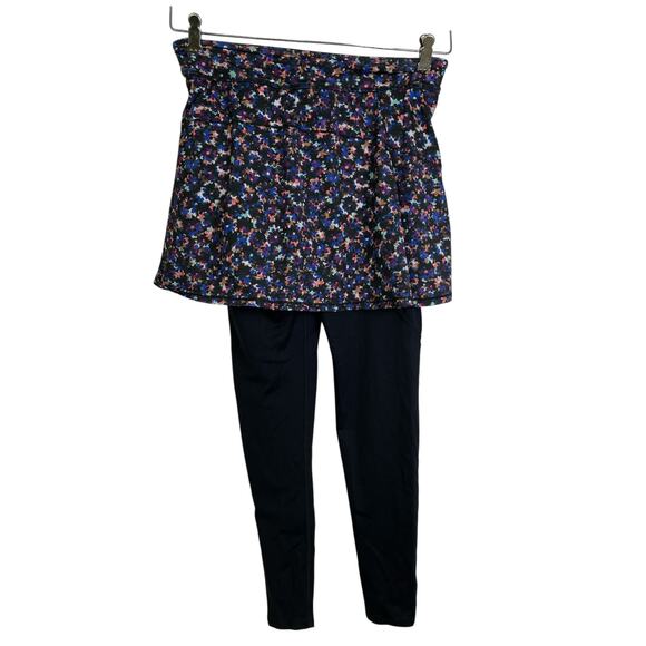Dona Jo Skirted Leggings Womens Size 1 Multi Floral Pickleball Tennis Pockets - Picture 1 of 9